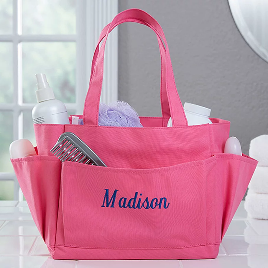  Pink Perfection Embroidered Name Shower Caddy