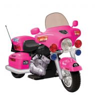Pink 12V Police Patrol Ride-On Motorcycle