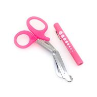 [아마존베스트]Pink - Set of 2 pcs Pink EMT First Responder 7.5 Shears + Pink Pen Light - Ideal for All Types of Emergency