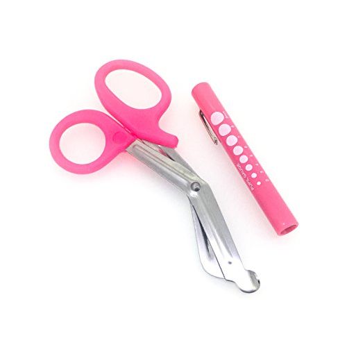  [아마존베스트]Pink - Set of 2 pcs Pink EMT First Responder 7.5 Shears + Pink Pen Light - Ideal for All Types of Emergency