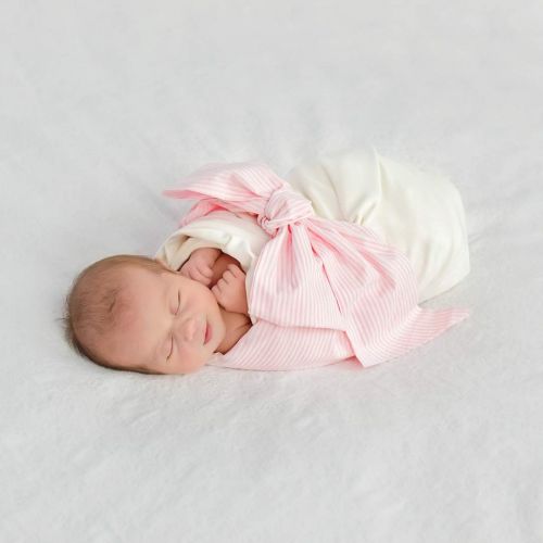  Snuggle Me Swaddle with Pinstripe Bow by Pink Elephant Organics