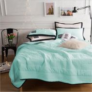 PinkMemory 3pc Quilt Sets with Matching Pillow Shams Solid Color BedspreadCoverlet Blanket Quilt Set for Teens Girls,Lightwight Microfiber,TwinFull Size-Mint,Full