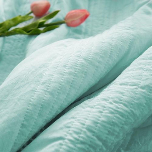  PinkMemory 3pc Quilt Sets with Matching Pillow Shams Solid Color BedspreadCoverlet Blanket Quilt Set for Teens Girls,Lightwight Microfiber,TwinFull Size-Mint,Full