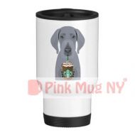 Personalized 15oz Stainless Steel Travel Mug / designed PinkMugNY- I love Starbucks - Great Dane - Blue Gray