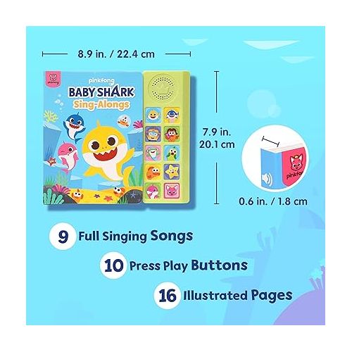  Baby Shark Sing-Alongs 10 Button Sound Book | Baby Shark Toys | Learning & Education Toys | Interactive Baby Books for Toddlers 1-3 | Gifts for Boys & Girls