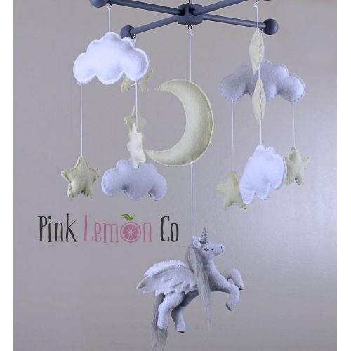  Pinklemonco Unicorn baby mobile