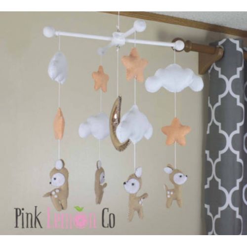  Pinklemonco baby mobile baby mobile nursery decor nursery mobile handmade baby mobile doe nursery decor deer mobile