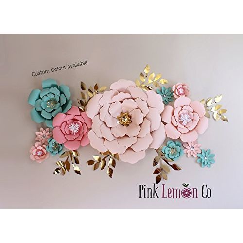  Pinklemonco Nursery wall art nursery wall stickers paper flower giant paper flowers floral nursery