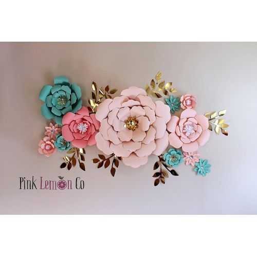  Pinklemonco Nursery wall art nursery wall stickers paper flower giant paper flowers floral nursery