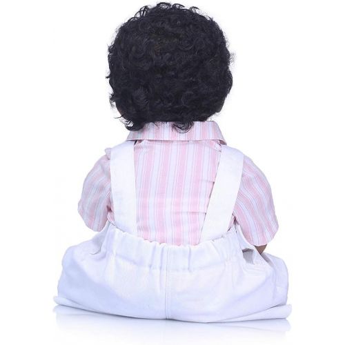  Funny 22inch55cm Baby Reborn Dolls Soft Silicone Realistic Looking Black Baby Doll Boy Toddler Real Touch Xmas Gift Bebe Dolls American Indian Style Factory Director Sales