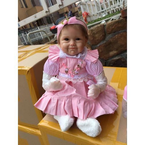  Lilith 18 Inch 45cm Soft Cloth Body Silicone Vinyl Reborn Baby Girl Boy Doll Realistic Lifelike Real Looking Baby Dolls Magnet Pacifier (Pink)