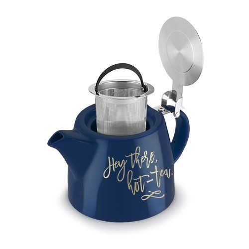  Pinky Up Ceramic Teapot, Blue Elegant Small Cute Decorative Teapot With Infuser