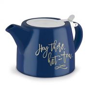 Pinky Up 5042 Harper Hey There, Hot-Tea Ceramic Teapot & Infuser Teapots,