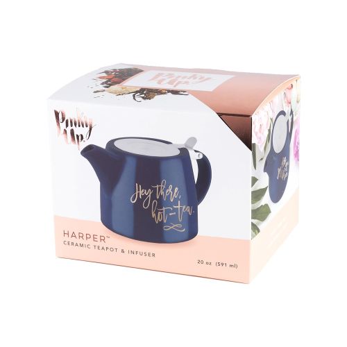  Pinky Up 5042 Harper Hey There, Hot-Tea Ceramic Teapot & Infuser Teapots,