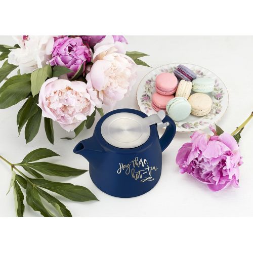  Pinky Up 5042 Harper Hey There, Hot-Tea Ceramic Teapot & Infuser Teapots,