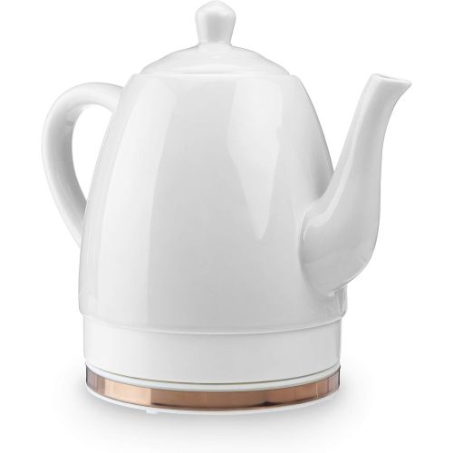  Pinky Up Noelle 1.5 L Ceramic Electric Tea Kettle, Grey, Rose Gold, Gooseneck Spout, Cordless Design