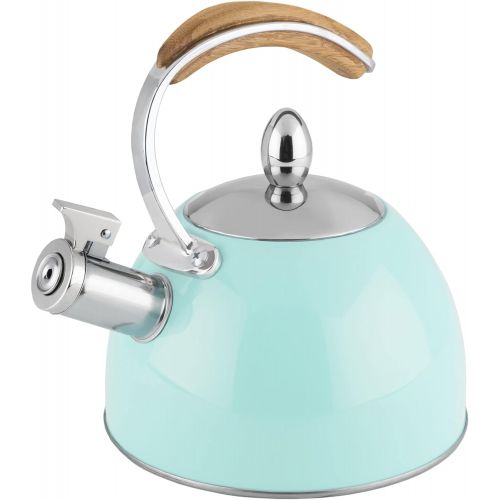  Pinky Up Presley Light Blue 70 Oz Tea Kettle, Stovetop Induction Stainless Steel Whistling Kettle