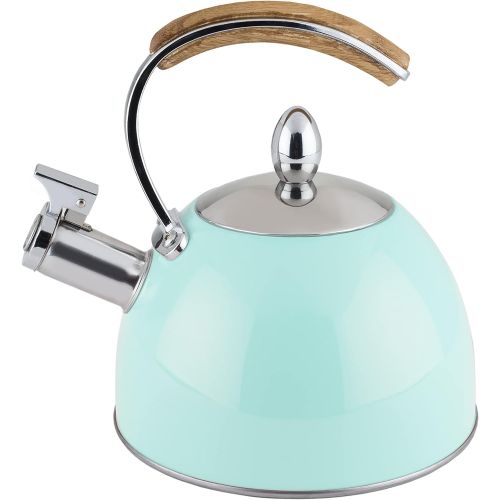  Pinky Up Presley Light Blue 70 Oz Tea Kettle, Stovetop Induction Stainless Steel Whistling Kettle