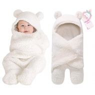 Pinleck Newborn Baby Boy Girl Cute Cotton Plush Receiving Blanket Sleeping Wrap Swaddle (Beige, One Size)