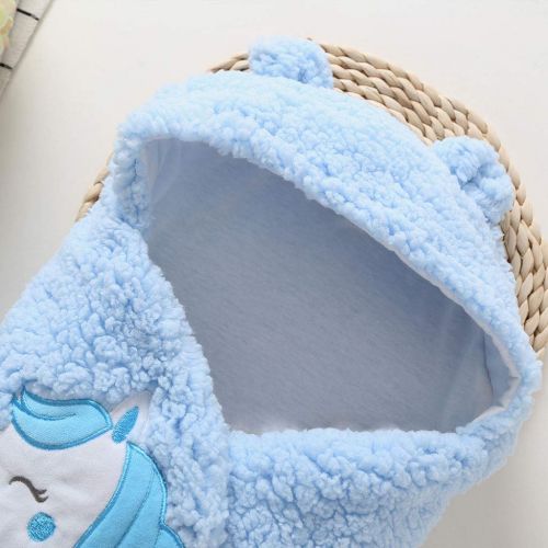  Pinleck Newborn Baby Boy Girl Cute Cotton Plush Receiving Blanket Sleeping Wrap Swaddle (Beige, One Size)