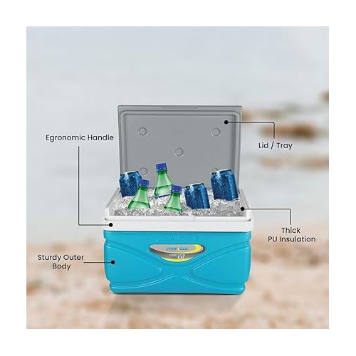  Picnic Cooler - 4.5 Liter Hard Cooler - Coolbox Keeps Contents Cool for 48 Hours - BPA Free Outdoor Cooler - Portable Cooler for Picnics, Grill, Camping (Orange)