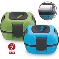 [아마존베스트]Pinnacle Thermoware Lunch Box ~ Pinnacle Insulated Leak Proof Lunch Box for Adults and Kids - Thermal Lunch Container With NEW Heat Release Valve 16 oz ~Set of 2~ Blue/Green