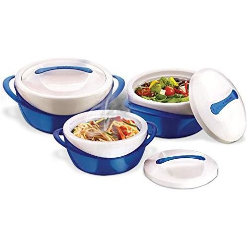  [아마존베스트]Pinnacle Thermoware 3 Pc. Set Casserole Dish - Large Soup and Salad Bowl Set - Insulated Serving Bowl With Lid - Great Bowl for Holiday, Dinner and Party - 2.6 qt. 1.25 qt. .6 qt.