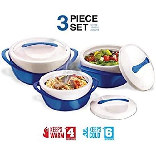  [아마존베스트]Pinnacle Thermoware 3 Pc. Set Casserole Dish - Large Soup and Salad Bowl Set - Insulated Serving Bowl With Lid - Great Bowl for Holiday, Dinner and Party - 2.6 qt. 1.25 qt. .6 qt.