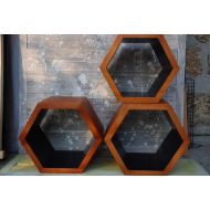 /Pinnery ALL SIZES Set of 3 wooden wall shelves,geometric shelf,hexagon shelf,Hexagon shelving,rustic wall shelves,wall furniture,industrial shelves