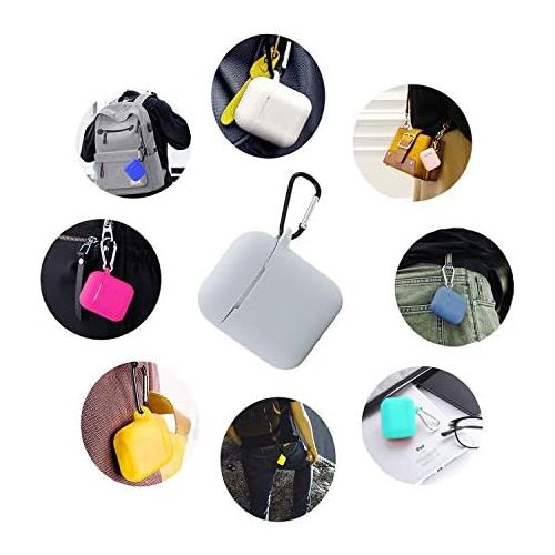  [아마존베스트]Pinowu Protective Case with Cute Pompom Ball Keychain Compatible with AirPods Charging Case, Full Silicone Case and Anti-Lost Strap for AirPods as Gifts (Grey)