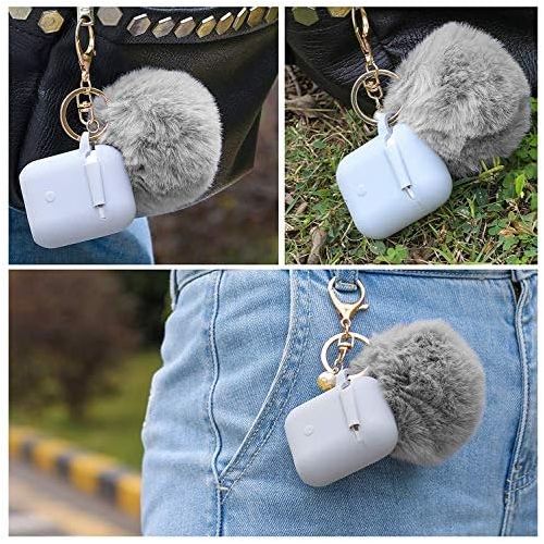  [아마존베스트]Pinowu Protective Case with Cute Pompom Ball Keychain Compatible with AirPods Charging Case, Full Silicone Case and Anti-Lost Strap for AirPods as Gifts (Grey)