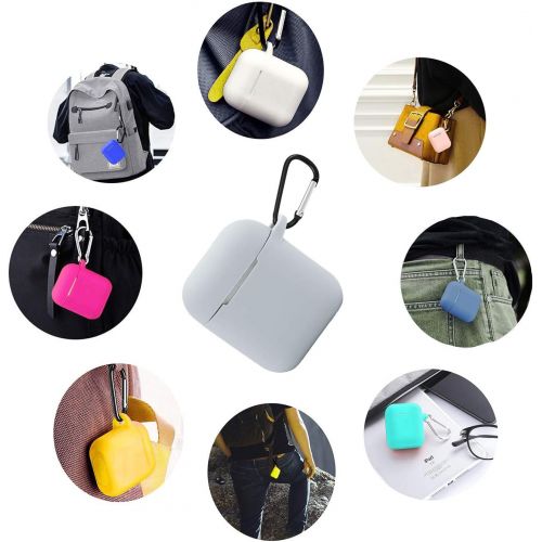  [아마존베스트]Pinowu Protective Case with Cute Pompom Ball Keychain Compatible with AirPods Charging Case, Full Silicone Case and Anti-Lost Strap for AirPods as Gifts (Grey)