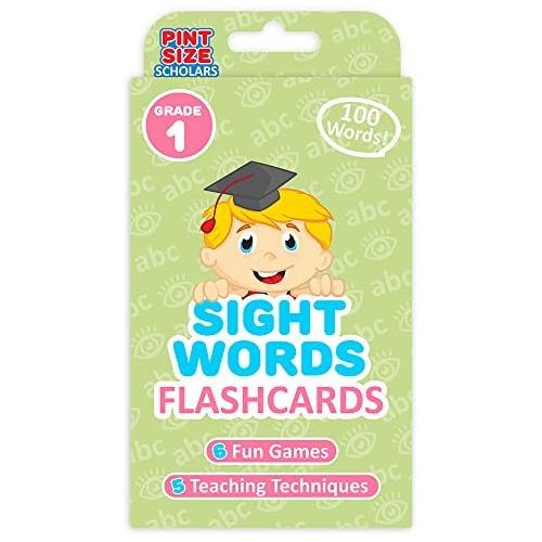  [아마존베스트]Pint-Size Scholars Sight Words Flashcards for Reading Readiness, 100 Pack - Lined & Double-Sided Phonics Word Learning Tools - Prep for Preschool, Kindergarten, Elementary, Home School