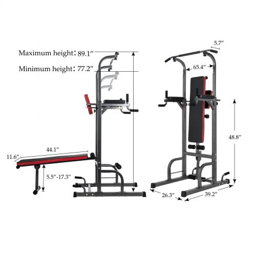 제네릭 Generic Angelhouse XR 11.9 Power Tower+Large Load With Adjustable Abs Workout Knee Crunch Triceps Station Fitness Power Tower for Home Gym