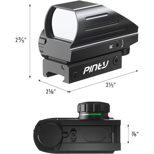  Pinty Red Green Reflex Rifle Scope Dot Sight with 4 Different Reticles, Black, FDE, Camo