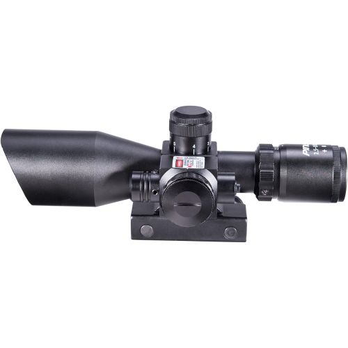  Pinty 2.5-10x40 Red Green Illuminated Mil-dot Tactical Rifle Scope with Red Laser Combo - Green Lens Color