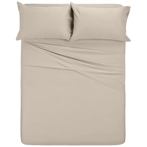  Pinzon by Amazon Pinzon 500-Thread-Count Pima Cotton Sateen Bed Sheet Set - Queen, Canvas