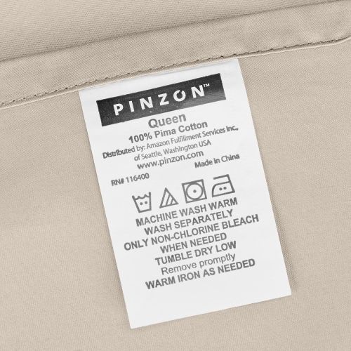  Pinzon by Amazon Pinzon 500-Thread-Count Pima Cotton Sateen Bed Sheet Set - Queen, Canvas
