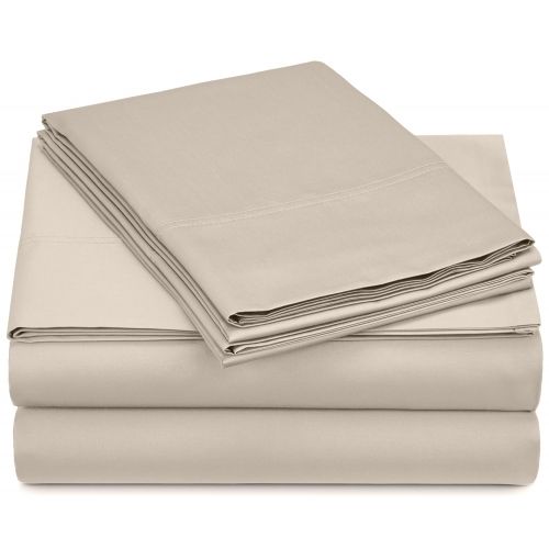  Pinzon by Amazon Pinzon 500-Thread-Count Pima Cotton Sateen Bed Sheet Set - Queen, Canvas