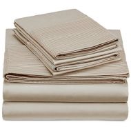 Pinzon by Amazon Pinzon 400-Thread-Count Egyptian Cotton Sateen Pleated Hem Sheet Set - Queen, Parchment