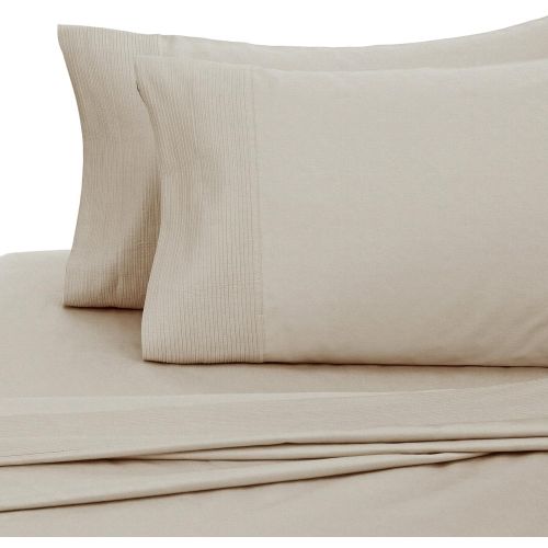  Pinzon by Amazon Pinzon 400-Thread-Count Egyptian Cotton Sateen Pleated Hem Sheet Set - Queen, Parchment