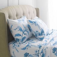 Pinzon by Amazon Pinzon Signature 190-Gram 100% Cotton Heavyweight Velvet Flannel Bed Sheet Set, King, Floral Smoky Blue