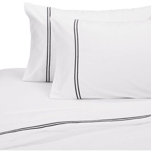  Pinzon by Amazon Pinzon 400-Thread-Count Egyptian Cotton Sateen Hotel Stitch Sheet Set - Full, Black