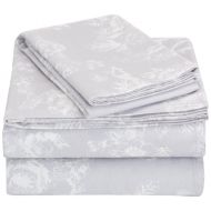 Pinzon by Amazon Pinzon Cotton Flannel Bed Sheet Set - Twin XL, Floral Grey