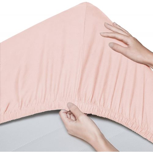  [아마존 핫딜]  [아마존핫딜]Pinzon by Amazon Pinzon - Spannbettlaken aus Bio-Baumwolle, Kinderbett/Babybett, 2er-Pack, 70 x 140 cm, Blassrosa