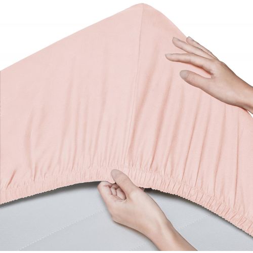  [아마존 핫딜]  [아마존핫딜]Pinzon by Amazon Pinzon - Spannbettlaken aus Bio-Baumwolle, Kinderbett/Babybett, 2er-Pack, 70 x 140 cm, Blassrosa