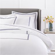 Pinzon by Amazon Pinzon 400-Thread-Count Egyptian Cotton Sateen Hotel Stitch Duvet Cover - King, Navy