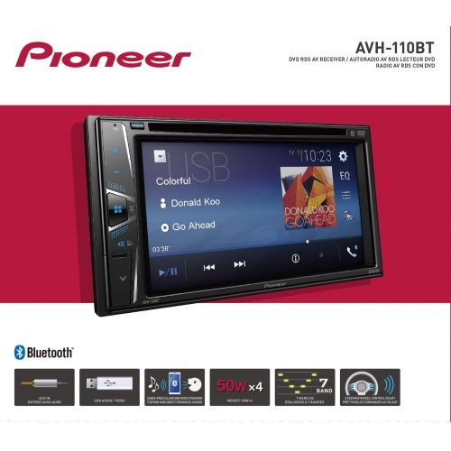파이오니아 Pioneer AVH-110BT DVD 6.2 Screen Double-Din, DVD Bluetooth Receiver