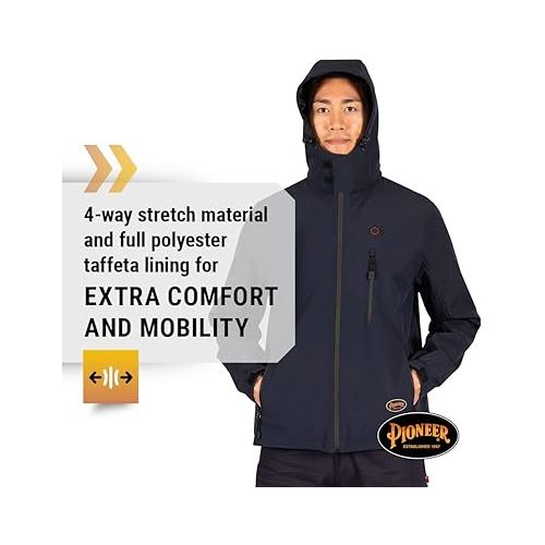 파이오니아 Pioneer Men's Heated Softshell Jacket - Water Resistant with Detachable Hood - Power Bank Not Included (Multiple Colors)