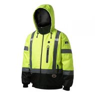 Pioneer Hi-Vis Waterproof Heated Bomber Jacket - Class 3 Reflective Tape, Detachable Hood - Multiple Colors